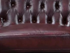 LINEA SOFA Sofá rinconera izquierda chesterfield 100% piel cherry BRENTON Granate