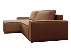 Vente-unique Sofá rinconera izquierda de tela efecto cuero color marrón AMELIA Marru00f3n Sale