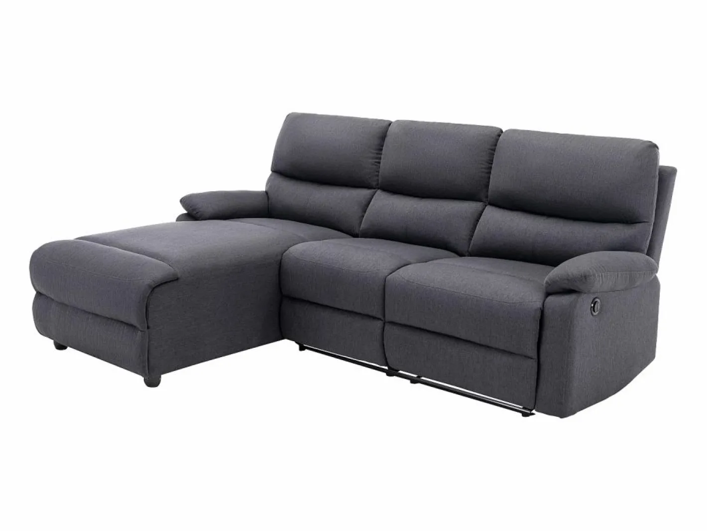 Vente-unique Sofá rinconera izquierda relax eléctrico de tela LUNANO Gris antracita New