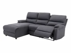 Vente-unique Sofá rinconera izquierda relax eléctrico de tela LUNANO Gris antracita New