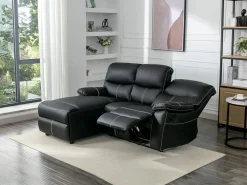 Vente-unique Sofá Relax|Sofá rinconera izquierda relax de piel sintética de color CANBY