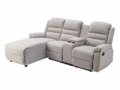 Vente-unique Sofá rinconera izquierda relax: manual de tela MACEDONIA Beige Discount
