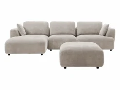 Vente-unique Sofá rinconera izquierda y puf en tejido TINDRALO Beige