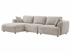 Vente-unique Sofá rinconera izquierda y puf en tejido TINDRALO Beige