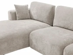 Vente-unique Sofá rinconera izquierda y puf en tejido TINDRALO Beige
