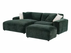 Maison Céphy Sofá rinconera izquierda y chaise longue de pana - Verde bosque - TIRONO de Verde pino