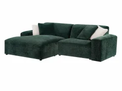 Maison Céphy Sofá rinconera izquierda y chaise longue de pana - Verde bosque - TIRONO de Verde pino