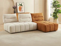 Vente-unique Sofá rinconera modular con respaldo avanzado-retrocedido en tela beige y terracota APOLIU Terracota / Beige Online