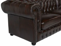 LINEA SOFA Sofá rinconera (ángulo dcho) chesterfield 100% piel BRENTON Marru00f3n chocolate Hot