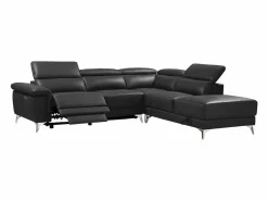 LINEA SOFA Sofá Relax|Sofá rinconera ángulo dcho eléctrico piel gris PASCALINE