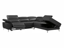 LINEA SOFA Sofá Relax|Sofá rinconera ángulo dcho eléctrico piel gris PASCALINE
