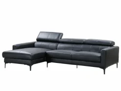 LINEA SOFA Sofá rinconera ángulo izquierdo piel,reposacabezas FLORENCE Negro Discount