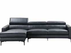LINEA SOFA Sofá rinconera ángulo izquierdo piel,reposacabezas FLORENCE Negro Discount