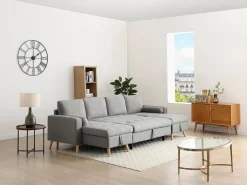Vente-unique Sofá Escandinavo|Sofá Xxl|Sofá rinconera panorámico convertible en tela KORI