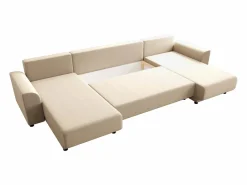 Vente-unique Sofá Cama|Sofá Xxl|Sofá rinconera panorámico de tela NESSARO