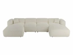 Maison Céphy Sofá rinconera panorámico en tela bouclé - - POGNI de Blanco Discount