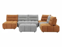 Sofá rinconera panorámico modular y puf con respaldo avanzado-retroceso gris y terracota APOLIU^Vente-unique Outlet