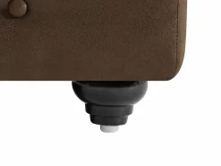 Sofá rinconera panorámico y puf de microfibra aspecto cuero envejecido CHESTERFIELD^Vente-unique Best