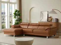 LINEA SOFA Todos Los Sofás|Sofá Vintage|Sofá rinconera piel caramelo ángulo izquierdo EXCELSIOR II
