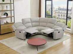 Vente-unique Sofá Relax|Sofá rinconera reclinable de tela jaspeado color RIETI