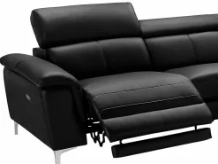 Vente-unique Sofá Relax|Sofá rinconera relax de piel ángulo derecho SITIA