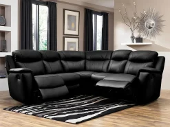 Vente-unique Sofá rinconera relax de piel color marrón EVASION Marru00f3n