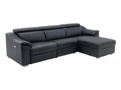 LINEA SOFA Sofá rinconera relax de piel de calidad superior - Ángulo derecho - PEDRERA Negro Discount