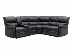 Sofá rinconera relax: manual de piel sintética negra CANBY^Vente-unique Discount