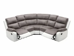 Sofá rinconera relax: manual gris y blanco de microfibra y piel sintética TOLZANO^Vente-unique Sale