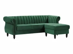 Vente-unique Sofá rinconera reversible de terciopelo estilo charme francés vintage TRUMBO Verde pino Online