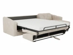 Vente-unique Sofá rinconera reversible de apertura rápida de tela colchón de 14 cm DARIELO Beige Hot
