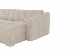 Vente-unique Sofá rinconera reversible de apertura rápida de tela colchón de 14 cm DARIELO Beige Hot