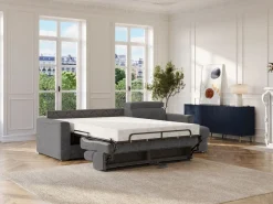 Vente-unique Sofá rinconera reversible convertible tipo italiano en tela gris - Cama 160 cm VIZIR Gris antracita Outlet