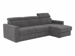 Vente-unique Sofá rinconera reversible convertible tipo italiano en tela gris - Cama 160 cm VIZIR Gris antracita Outlet