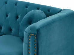 Sofá rinconera reversible de terciopelo capitoné verde azulado TURNER^Vente-unique Best