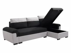 Vente-unique Sofá rinconera reversible de tela y gris claro GABY II Negro Best