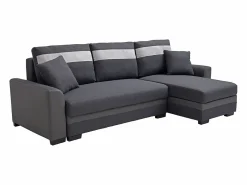 Vente-unique Sofá rinconera reversible de tela y cuero sintético antracita GIANY II Gris antracita Clearance