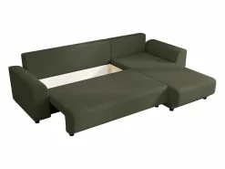 Vente-unique Sofá De Terciopelo|Sofá - 4 Plazas|Sofá rinconera reversible de pana verde NESSARO