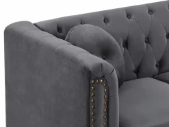 Sofá rinconera reversible de terciopelo capitoné antracita TURNER^Vente-unique Hot