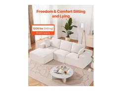 Sofá Modular|Sofá Seccional Modular SucceBuy en Forma de L con Chaise Longue y Cojín