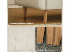 Homcom Sofá Escandinavo|Sofá Sere 2 plazas con reposabrazos crema 75x138,5x70 cm