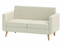 Homcom Sofá Escandinavo|Sofá Sere 2 plazas con reposabrazos crema 75x138,5x70 cm