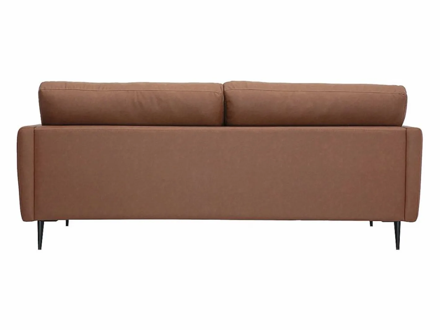 Miliboo Sofá vintage de 3 plazas de cuero marrón y madera oscura DAVEN Marru00f3n Online