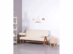 Sofá vintage en madera de teca y tapizado en boucle - Daneu -^Nest Dream Outlet