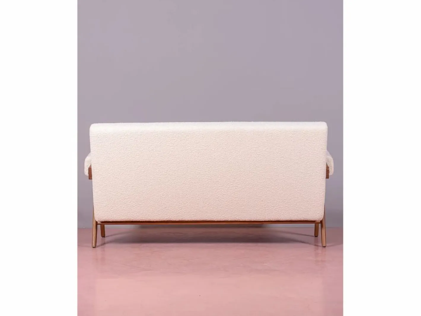 Sofá vintage en madera de teca y tapizado en boucle - Daneu -^Nest Dream Outlet