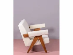 Sofá vintage en madera de teca y tapizado en boucle - Daneu -^Nest Dream Outlet