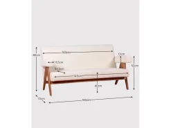 Sofá vintage en madera de teca y tapizado en boucle - Daneu -^Nest Dream Outlet