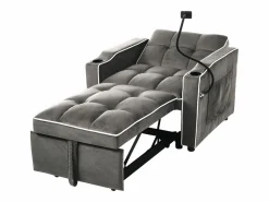 Sofá 83x167x76cm Compacto extensible Ahorra espacio Terciopelo y espuma Con portavasos soporte teléfono oscuro antiguo Gris Online