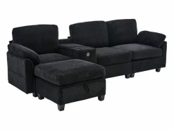 Sofá Modular|Sofá 266x136x82cm moderno multifunción con puf de almacenaje, ideal para salón pana