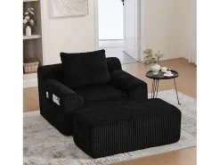 Sofá 147x110x67cm sillón moderno diseño minimalista soporte cómodo tejido de pana para salón^